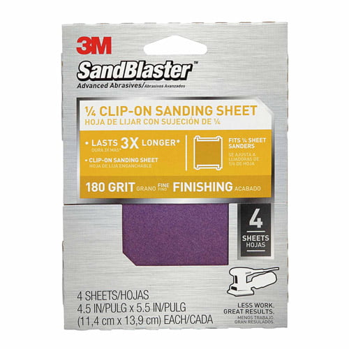 25-Pack 4.5" x 5.5" Gator 5132 1/4 Sheet Clamp-On Sandpaper 100-Grit
